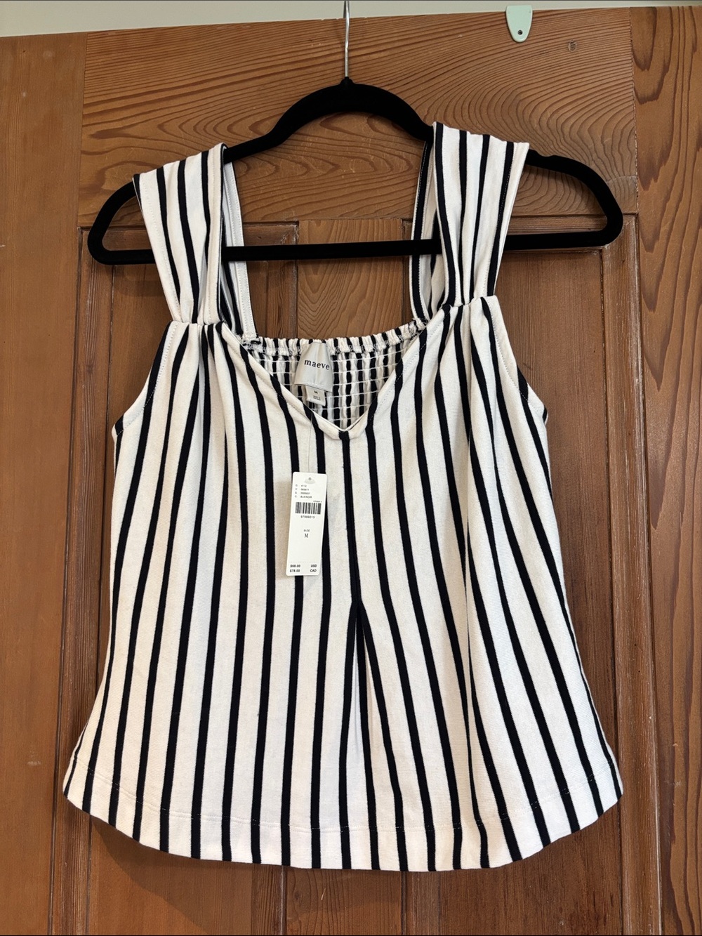 NWT Maeve by Anthropologie Black and White Vertical Stripe Top Size Medium